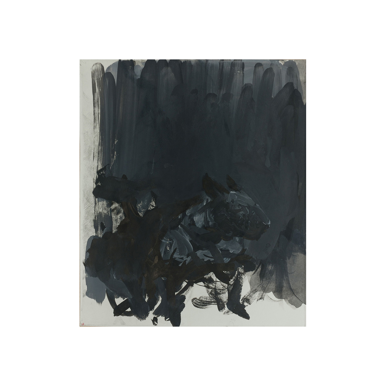 Die schwarzen Hunde 2 . 2005 . Übermalung (Radierung, Tusche, Acryl auf Papier) . 24,5 x 21 cm