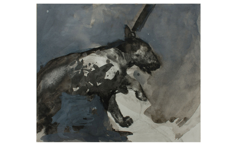Die schwarzen Hunde 5 . 2005 . Übermalung (Radierung, Tusche, Acryl auf Papier) . 21 x 24,5 cm